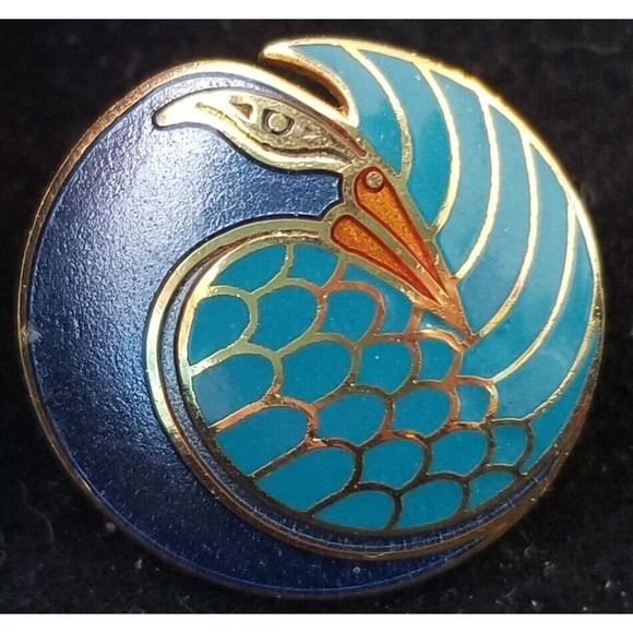 Vintage Laurel Burch Minah Bird Enamel Teal Blue GoldTone Button Clipon Earrings - Picture 1 of 7